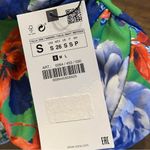 ZARA  Womens Asymmetrical Floral Blue Stretchy One Shoulder Bodysuit Size Small Photo 8