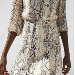 ZARA Snake Skin Print Button Up Mini Dress Photo 2