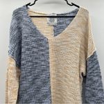 Urban Outfitters  Blue & Beige Knit‎ Long Sleeve Asymmetrical Sweater Size XS Photo 1