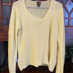 Eileen Fisher Yellow Linen V Neck Long Sleeve Pullover Sweater Medium Photo 0