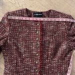 Sag Harbor Burgundy Tweed Jacket Blazer Gold Buttons Career Chic Size 12 Red Photo 5