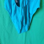 Lucky Brand Teal Golden Wave Lace-Up Deep V-Neck One Piece Swimsuit Size Medium Photo 11