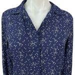 Mossimo Women's Navy White Button Down Collar Long Sleeve Shirt Blouse Top Sz M Blue Size M Photo 2