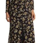 AFRM Tezza Black & Yellow Floral Ruched Mesh Midi Long Sleeves Dress Womens XS Photo 0