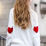 Chicwish Heart Patched White Knit Sweater Photo 2