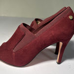Calvin Klein Kena Nappa 6.5 Cabernet Burgundy Suede Pump Peep Stilettos Booties Photo 0