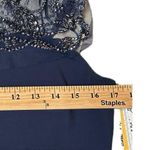 R & M Richards Long Dress with Sheer Beaded Neck and Shoulder Size 10 Navy Blue Photo 13