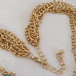 Gold 4 Strand Chain Necklace with Nautical Charms and Starfish Earrings Set Photo 5