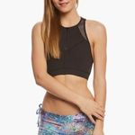 Betsey Johnson black Performance Zip Front Mesh Yoga Sports Bra sz small Photo 0