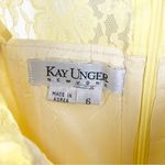 Kay Unger 100% Silk Canary Yellow Spaghetti Straps Pleated Dress, Size 6 Photo 2
