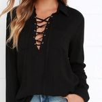 LA Hearts black tie up long sleeve top Photo 0