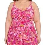 SWIM SOLUTIONS‎ Tummy Control Bow Front Swim Dress Swimsuit Pink Size 8 Photo 0