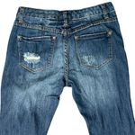 Free People  Dark Wash Raw Hem Distressed Low Rise Denim Straight Ankle Jeans 26 Photo 9