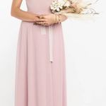 Show Me Your Mumu Lauren Tie Maxi Dress Neutral Mauve Chiffon Pink Photo 0
