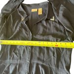 Wrangler Black Rodeo Blouse Western Collar Tips High Low Tiered Womens Large Photo 7