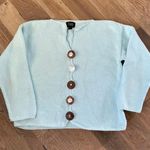 Pure Handknit Button Baby Blue Sweater Size Medium Photo 0