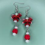 Red Carousel Horse & Rose Handmade Earrings Photo 1