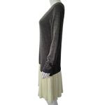 The Limited  V Neck Sweater Dress with Pleated Skirt Charcoal Medium Wool Blend Photo 3