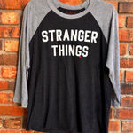 Stranger Things  womens raglan 3/4 sleeve t-shirt black/gray M Photo 0