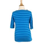 Cabela's Cabela’s Casual Blue Striped Scoop Neck 3/4 Sleeve Tee Photo 3