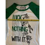 Marvel ’s Avengers Junior M Baseball T-shirt Green/White Raglan Sleeve Cosplay Photo 7