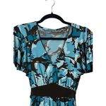 Apt. 9  Turquoise Brown Midi Dress PS Floral Print Flutter Sleeve Stretch Artsy Photo 13
