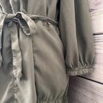 Nordstrom Caslon Green Long Sleeve Tie Waist Dress Photo 4