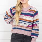 Z Supply  Ashville Striped Balloon Sleeve Striped Sweater Size Small Photo 9