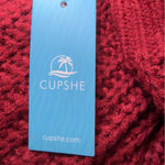 Cupshe  Medium Burgundy Cable Knit Cutout One Shoulder Sweater NWT Photo 9