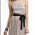 EXPRESS One Shoulder Pleated Gold Toga Style Dress Medium Photo 0
