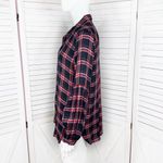 Loft Plaid Lightweight Bishop Sleeve Button Up Tunic Shirt Blue Red Small Photo 1