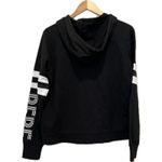 Bebe SPORT Black Jacket Sz M Hoodie Zip Up Logo Jersey White Stripe Photo 4