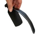 Vintage Dame Black Authentic Leather Belt white stitching Brass gold Buckle Photo 5