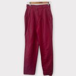 Vintage Rare Leather Fuchsia Pink High Rise Pleated Straight Leg Pants XS Photo 2