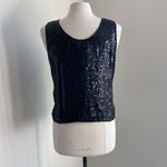 VINTAGE Shimmer Black Sequin Tank Womens Sz Medium Glam Cocktail Party Photo 4