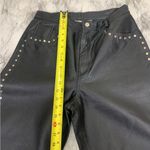 Vintage 100% Leather Black High Rise Straight Leg Pants Studded Detail 28 waist Photo 4