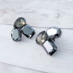 Vintage Clip On Earrings Mirrored Grey and Muted Green Photo 8
