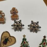Lot Of 4 Earrings Pierced Christmas Holiday Heart Gingerbread Man Snowflake Etc Photo 6