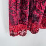 One World Velvet Babydoll Top Women Small Red Lace Sequin Trim Vamp Goth Festive Photo 3