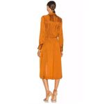 Brochu Walker  Madsen Turmeric Copper Brown Orange Satin Front Tie Midi Dress Photo 1
