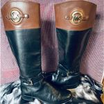 Michael Kors  Fulton Harness Boot Black/Mocha Brown Leather Boot Photo 0