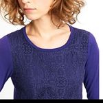 J.Crew  navy crochet lace front long sleeve tee Photo 1