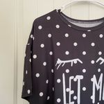 Women’s black white polka dotted tshirt nightgown sleep dress‎ pajamas XL Photo 1