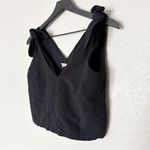 Emerson Fry Linen Blend Tie Shoulder Mod Top Minimalist Tank Blouse Black XS Photo 4