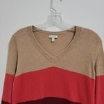 Talbots Colorblock V-neck Pullover Lightweight Knit Top Size Petite Small Photo 1