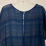 Ya Silk Blend Diamond Print Chiffon Blue Top Size M Workwear Casual Size M Photo 6