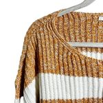 American Eagle  Sz M Cropped Sweater Orange White Stripe Knit Oversized Photo 3