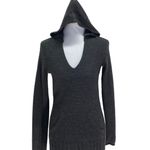 AQUA Cashmere Hooded Popover Minimalist Buttery Soft Cashmere Sweater Gray Sz XS Photo 0