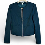 Hugo Boss  Green Micro Plaid Zip Up Blazer Jacket Women 4 Dark Academia Old Money Photo 0