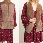 Hem & Thread  Faux Suede/Sherpa Open Front Vest Photo 7